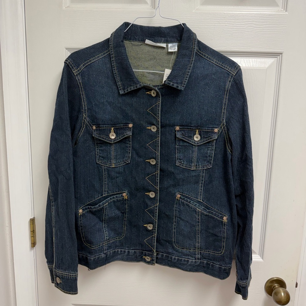 Tantrums Dark Blue Jean Jacket with Button Accents XL NWT